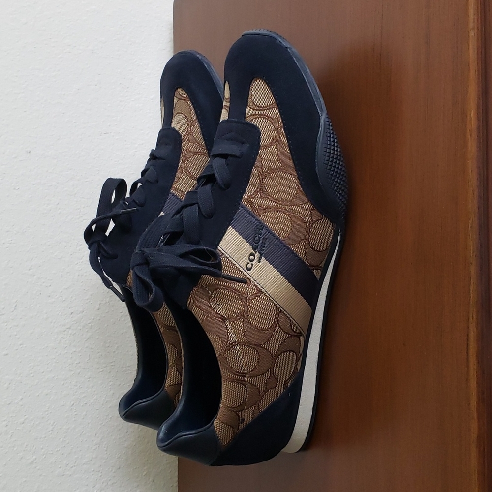 Coach Kelson Outline Sig/Suede Khaki/Chesnut/Navy Size 9M - Picture 4 of 16